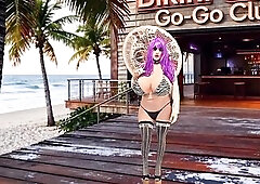 Juggsy is a large breasts female masking sissy. This is a messy talking movie scene! Juggsy is working a gig at the bikini Angels Go-Go Club. This lar