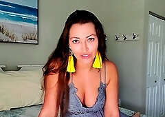 Amateur busty brunette masturbates and does hand job