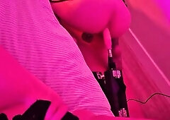 Chastity serf gets machine screwed and his mastix tries out a fresh collar.