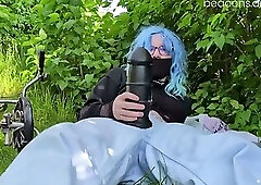 Having fun with my huge toy on my bike ride