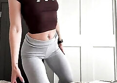 Previous to getting piped like a whore, that babe likes to soaked her yoga panties whilst dry humping