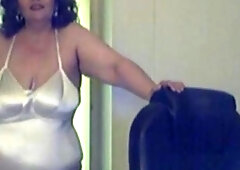 Big-Titted BBW Granny on Webcam in Satin Body Suit