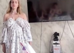 Blonde Busty Wife Emptied His Card Then His Balls