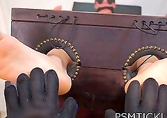 PSM Tickling - Restrained Toy: Hot Guy's Ticklish Feet and Pits Stretched for Your Amusement