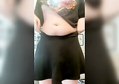 Soft Trans Femboy flashes Large Wang in Petticoat