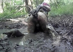 messy trap cosplay lover Maki bride soiling her dress and masturbating in the mud