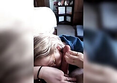 Sloppy mouth covers glasses nerd in her own spit with biggest penis.