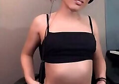 sporty tgirl vanessa jane aka trancy reagan shows off her small perky breasts and bulge