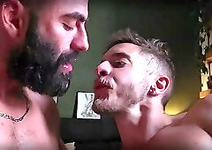 Bearded master kissing