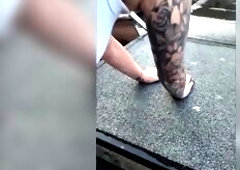 The Janitor Catches Me on the Roof; I Have to Suck His Rod and Let Him Screw Me, or Else That guy’ll Call the Cops.