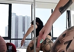 Big ass pale brunette milf with