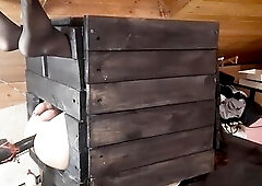 Trapped inside the box with no escape during the time that the machine drilling my butt. Hard, unrelenting machine anal bang untill the morning.
