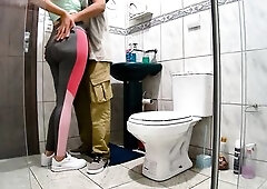 Mastix getting private in the washroom after a workout.