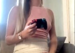 Trans Girl makes her BF suck her cock & cums in his mouth while she plays Video Games