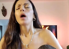 Wife rides her husband until she explodes in an orgasm