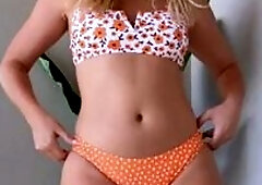Kirstentoosweet tries on several bikinis