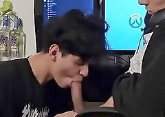 dorm twink blowjob and bareback