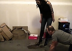 Femdom bitches in foot fetish action with their serfs