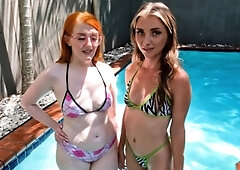 Redhead And Brunette Lesbians Get Down