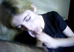 two Antique flicks of young wifey blowing man rod and receiving spunk in gullet, playfull.