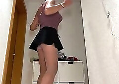 Cute sissy shows her purple sexy ass