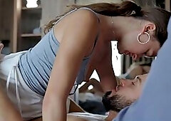 The coach cum into the student's throat whilst that babe was doing her homework