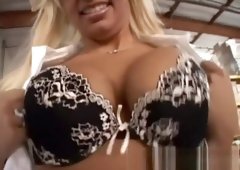 Huge tit blonde Whitney Fears shows off her sexy body and bangs two