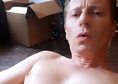 POV Selfie - Guy Jerks Off on Purple Couch and Cums