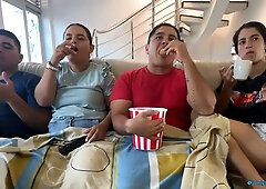 SEX ORGY IN MY APARTMENT, AFTER WATCHING A MOVIE PUSSY AND LOTS OF CUM