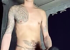 Filipino Inked Boy Enjoy and Have Pleasure Playing with His Cock Sex Toy