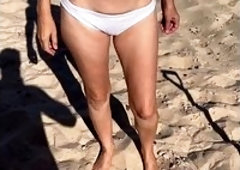 Beach Sex White Shiny Bikini Milf Enjoys Doggystyle