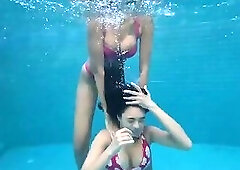 Lesbian Domination Top Girls Control Air Pool