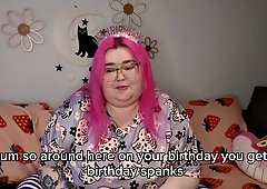 Bratty BBW Daisy gets a birthday spanking