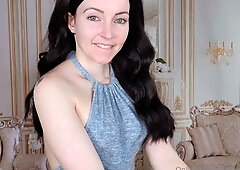 Tattooed busty brunette with foot fetish does hot footjob