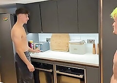 The Hangover Horn // Hot Jock Fucks Sexy Tattooed Trans Lad in the Kitchen