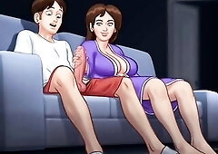 Anon, an eighteen+ college student, is masturbating on the daybed to adult content when his breasty landlady Debbie walks in and catches him. Instead 