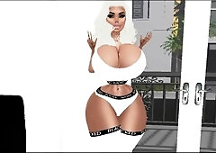 Slim thick ebony teen shows off bubble but