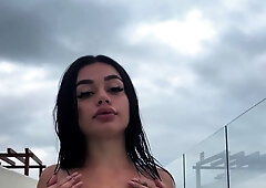 Busty brunette solo masturbation