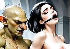 Part 1. Comics animation of King Gnar’s wife betraying him afresh, this time with orcs from the Realm of the Grey Mountains. Monster dick, taut butt