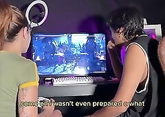 A challenge between friends ends in unprotected sex (Subtitled in English)