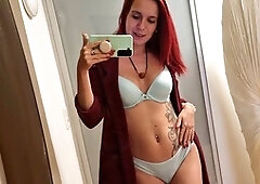 Redhair, nudism, cum on tits