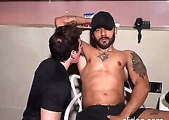 Worshipping muscled dude's hairy armpit